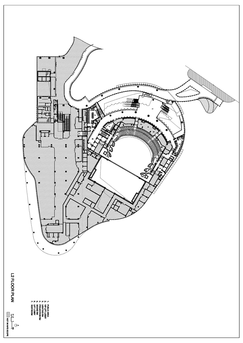 Tipologia clasică a arenei, reinterpretată pentru un dinamic cartier de afaceri. New Bund 31 Performing Arts Center, Shanghai