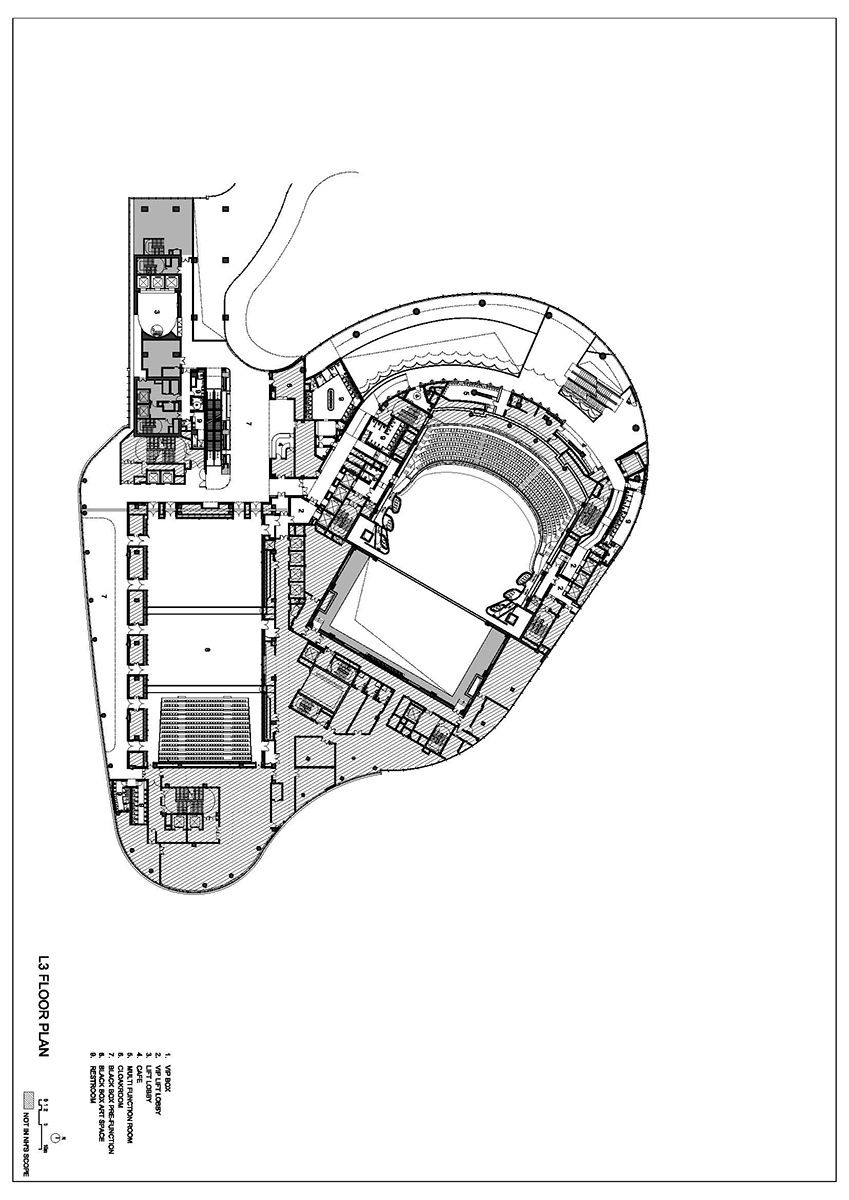 Tipologia clasică a arenei, reinterpretată pentru un dinamic cartier de afaceri. New Bund 31 Performing Arts Center, Shanghai