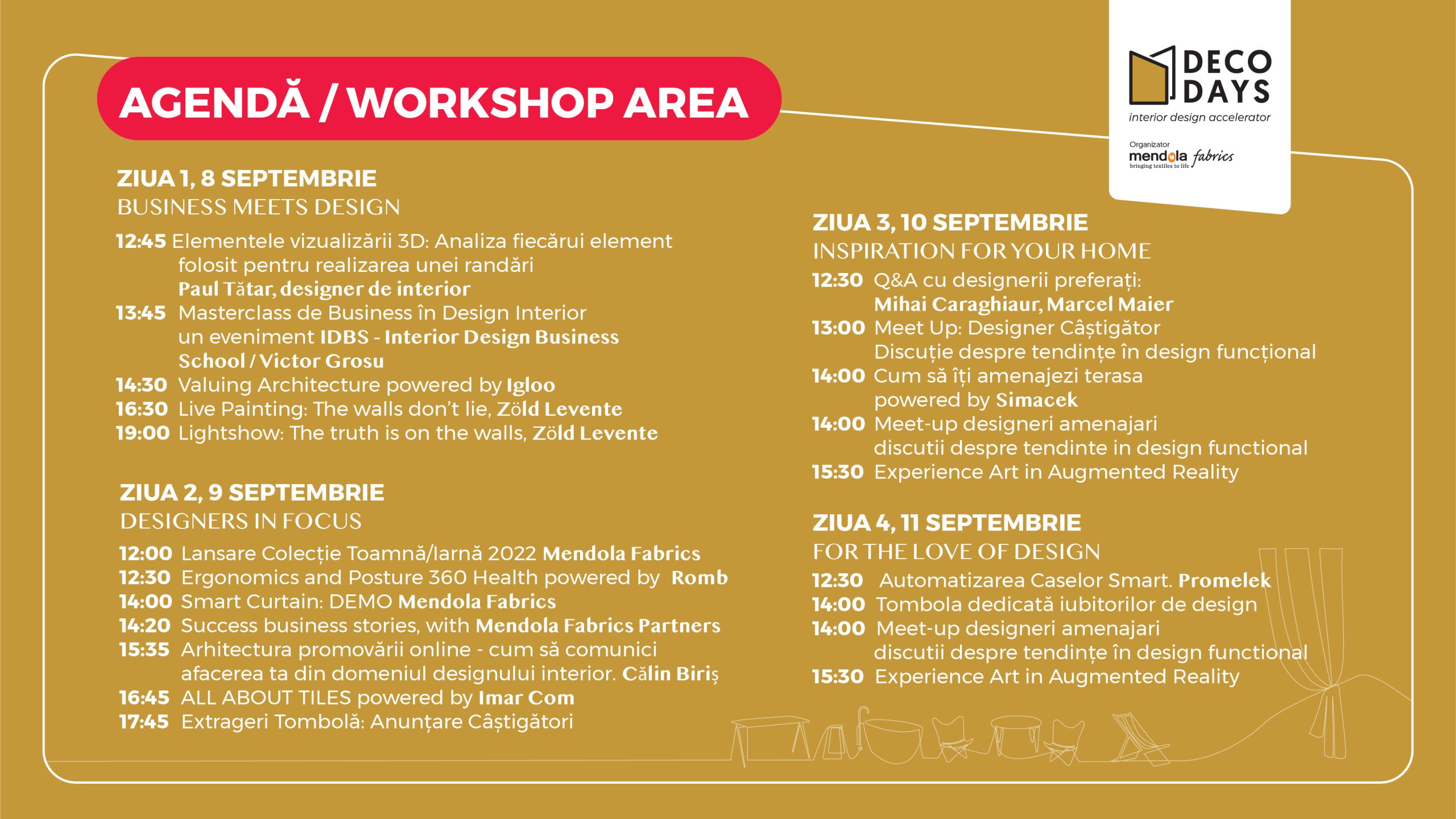 Agenda completă Deco Days 2022 – eveniment unic în România, dedicat designului de interior