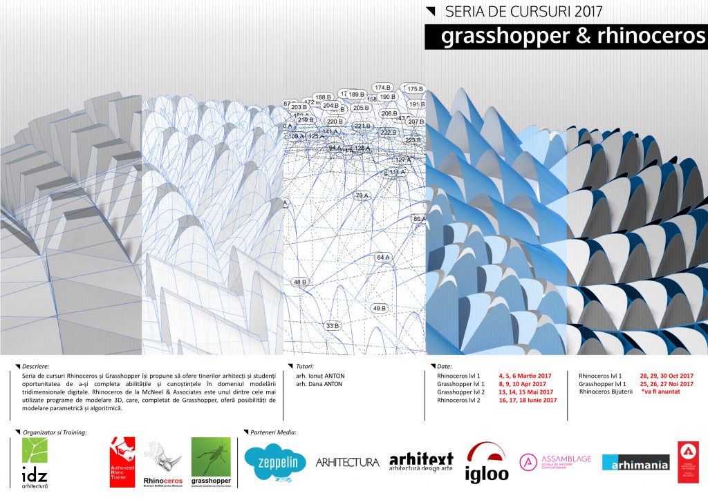Cursuri Rhinoceros & Grasshopper cu două noi module destinate începătorilor