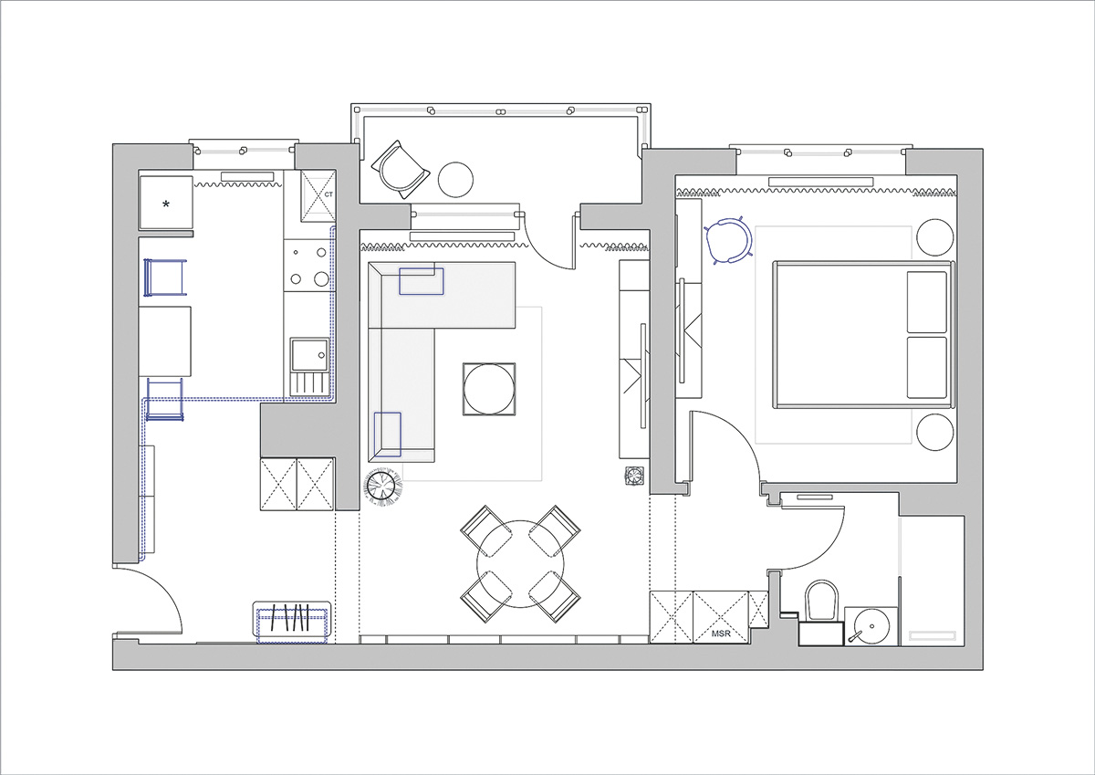 Albastru ludic pentru un apartament din Buzău