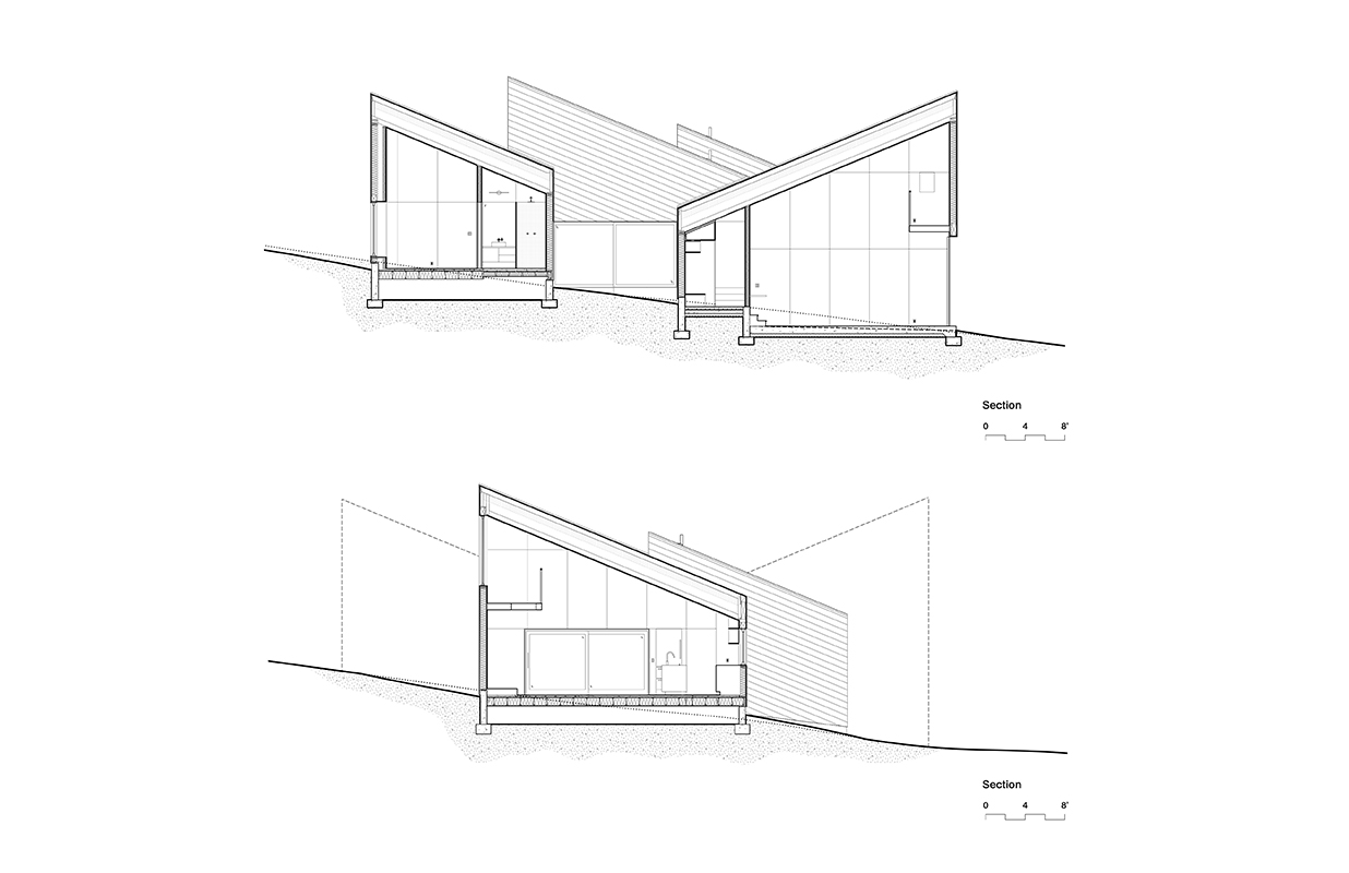 Arhitectură inspirată de pantele munților. Staggered Cabin, South Lake Tahoe, SUA